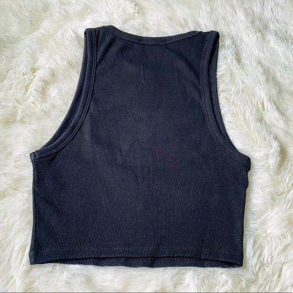 Zara Black Ribbed Cropped Tank Top, M - Picture 3 of 3